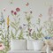 Poppy Flower Wall Stickers Bird Butterfly Wall Decor Decals Peel and Stick Floral